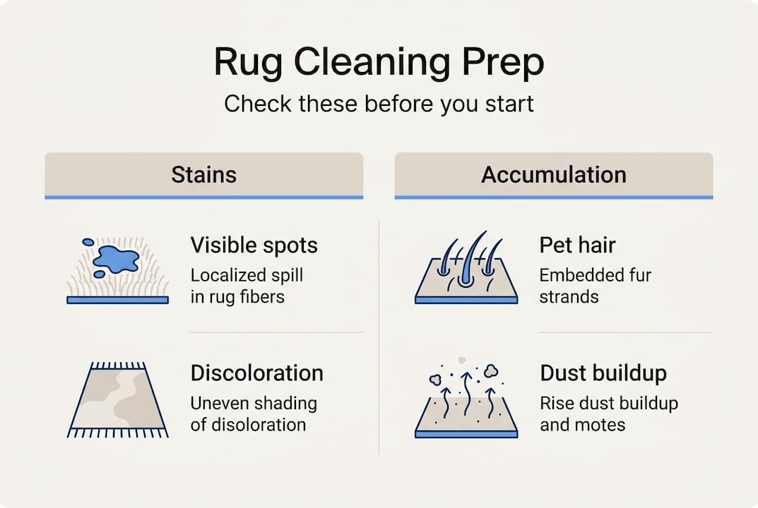 Infographic detailing rug pre-cleaning checklist