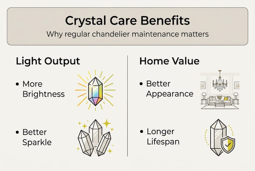 Infographic on chandelier crystal maintenance benefits