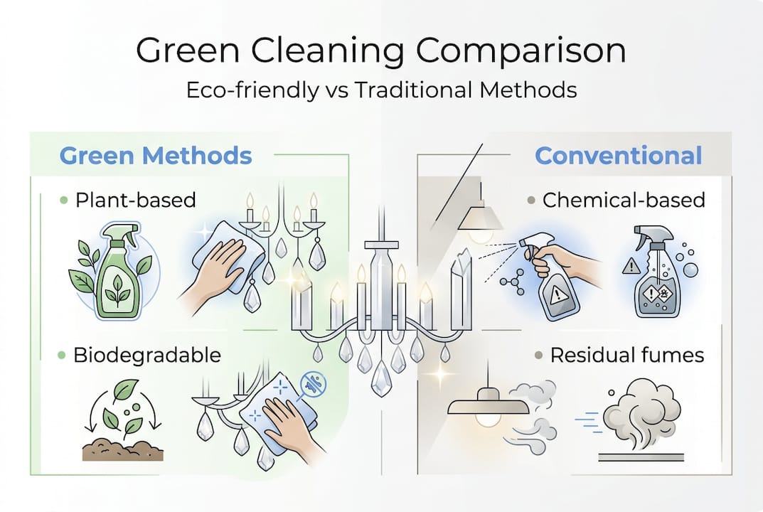 Infographic comparing green and conventional cleaning