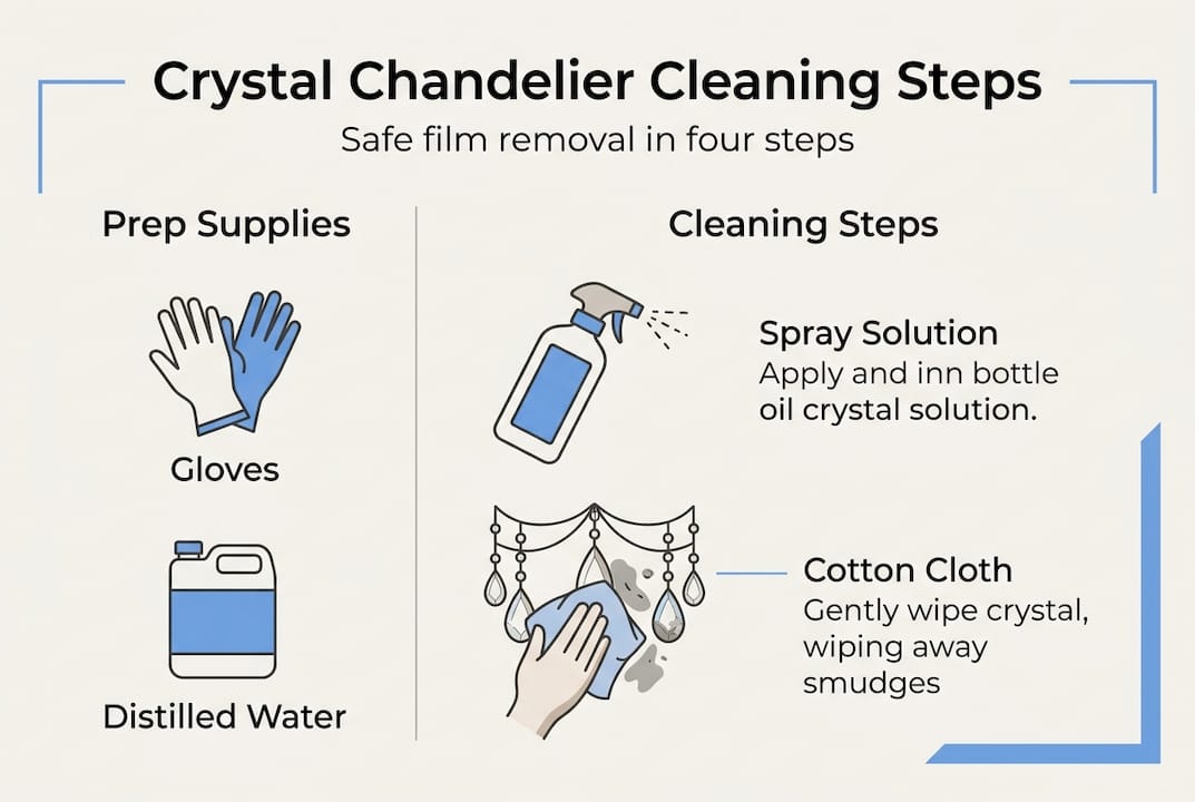Infographic with safe chandelier cleaning steps
