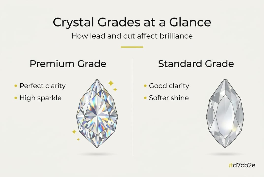 Infographic comparing premium and standard crystal grades