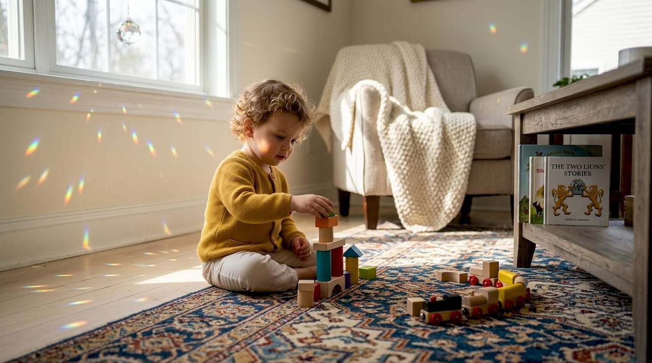 Crystal suncatcher spreading rainbows in living space