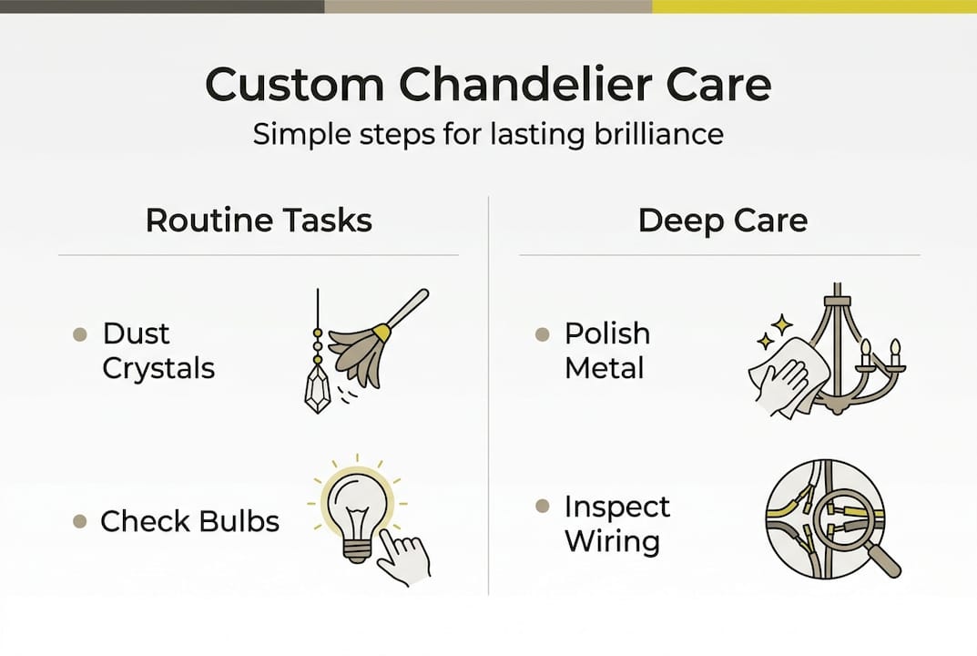 Infographic on custom chandelier care basics