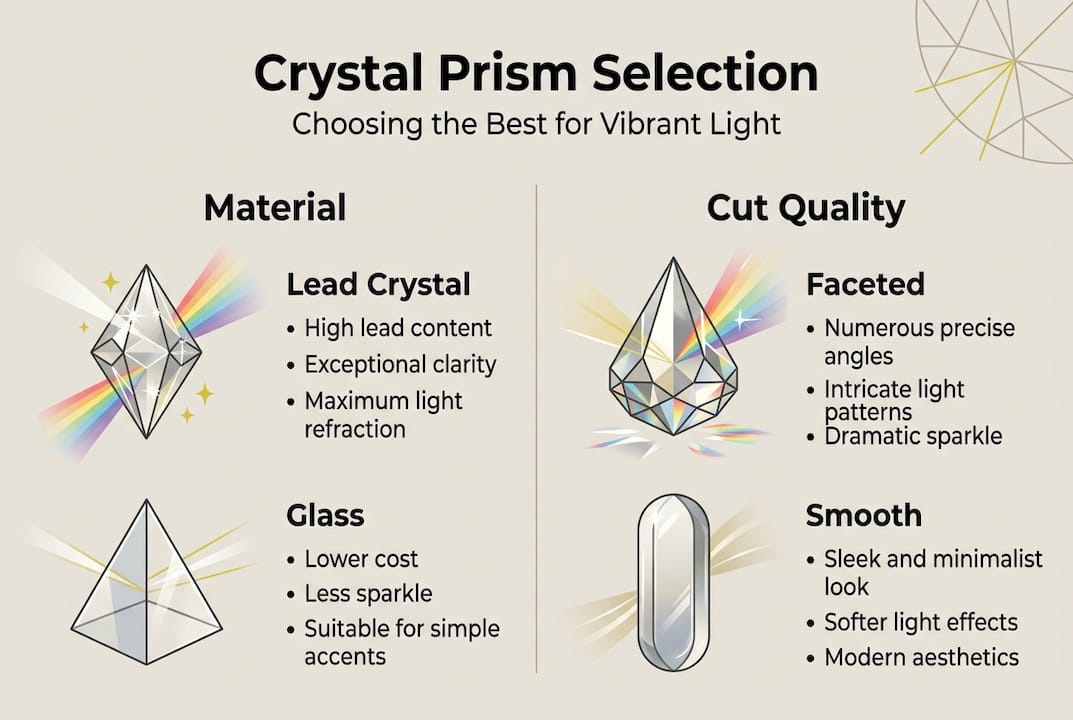 Infographic crystal prism material and cut