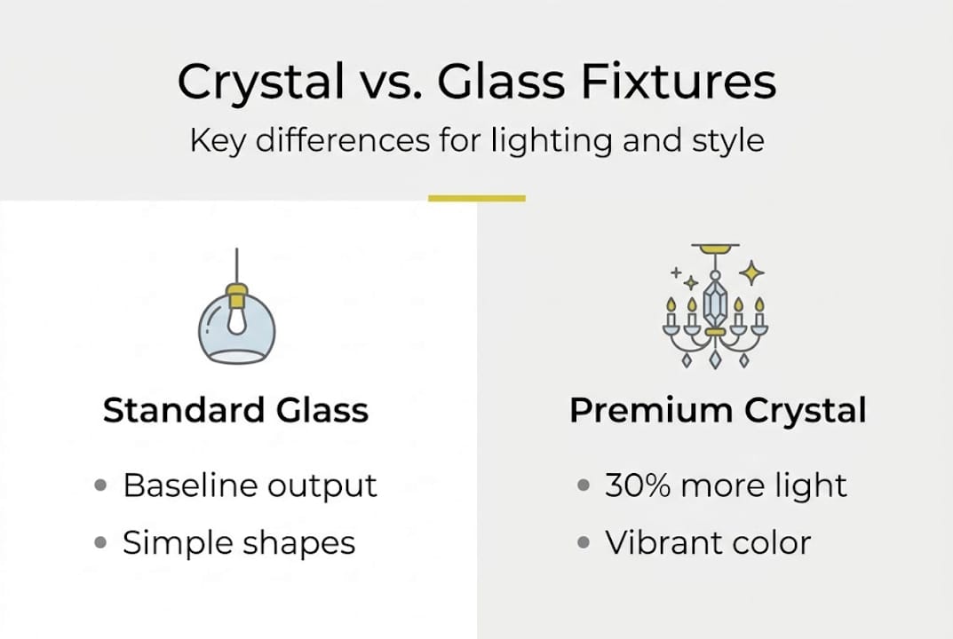 Infographic comparing crystal and glass fixtures