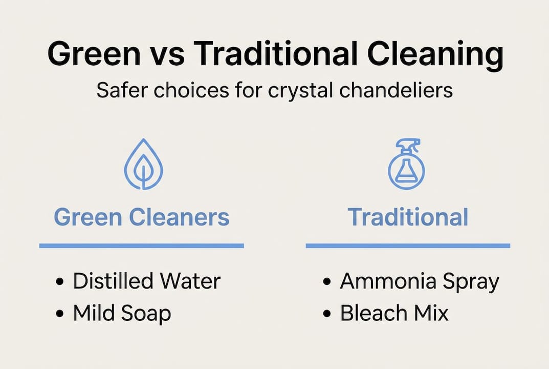 Green vs traditional chandelier cleaning infographic