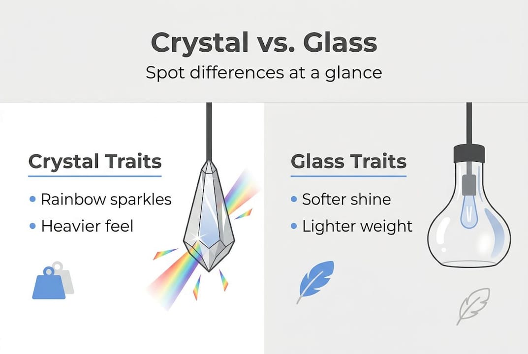 Crystal versus glass feature comparison infographic