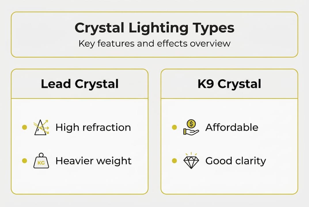 Infographic comparing lighting crystal types