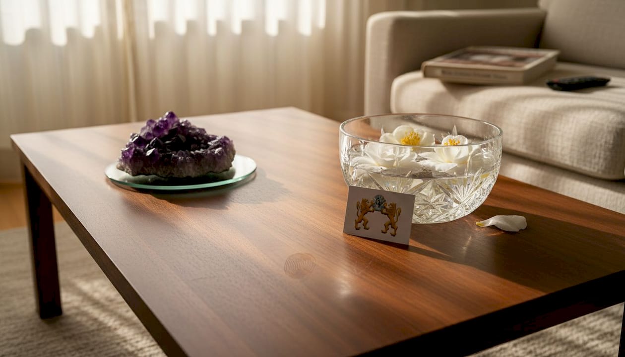 Natural and faceted crystal centerpiece ideas contrasted