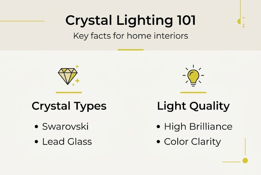 Infographic on crystal lighting facts and types