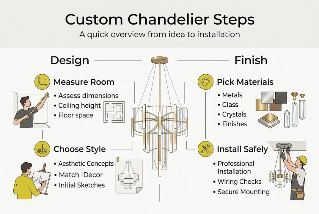 Infographic of chandelier design steps overview