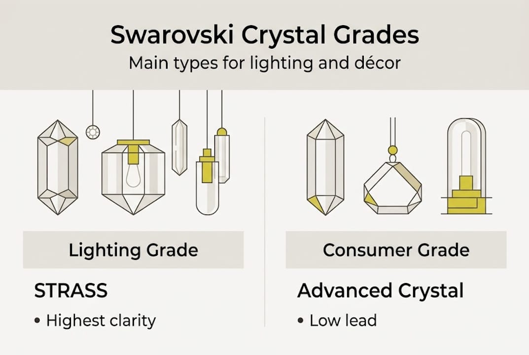 Infographic showing Swarovski crystal grade types
