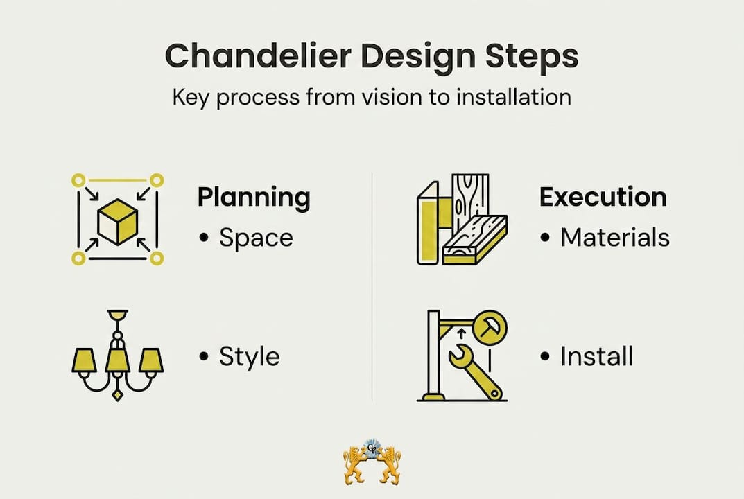 Infographic showing chandelier design process steps
