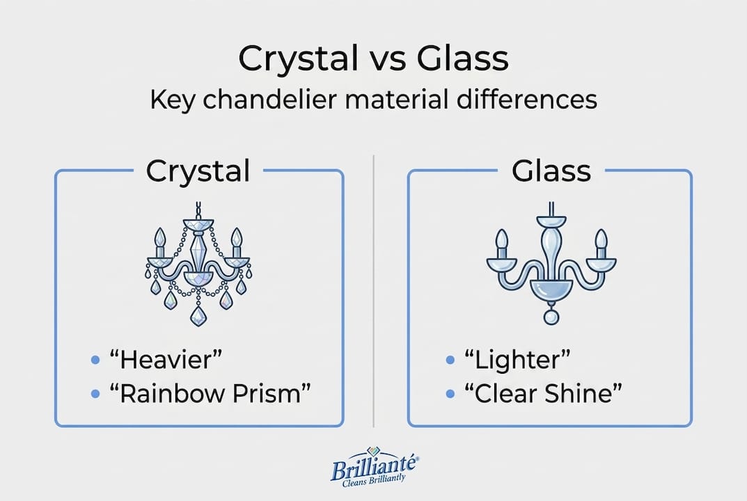 Infographic comparing crystal and glass features