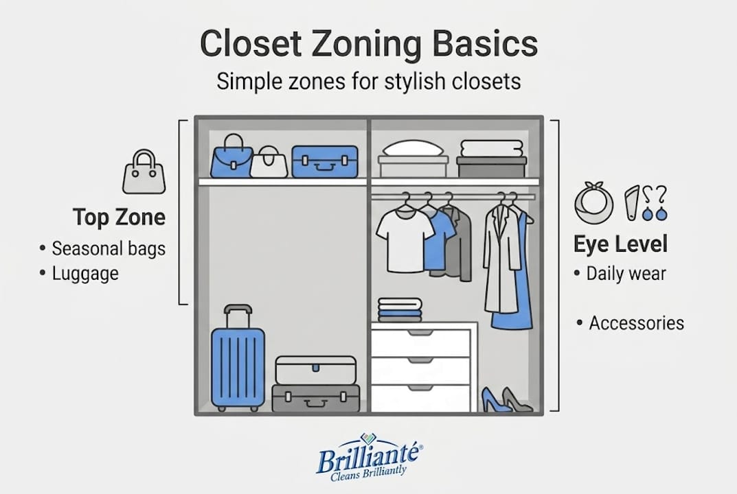 Closet zoning basics infographic layout