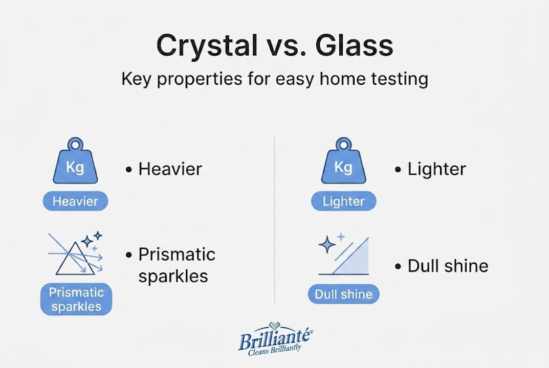 Infographic comparing crystal and glass properties