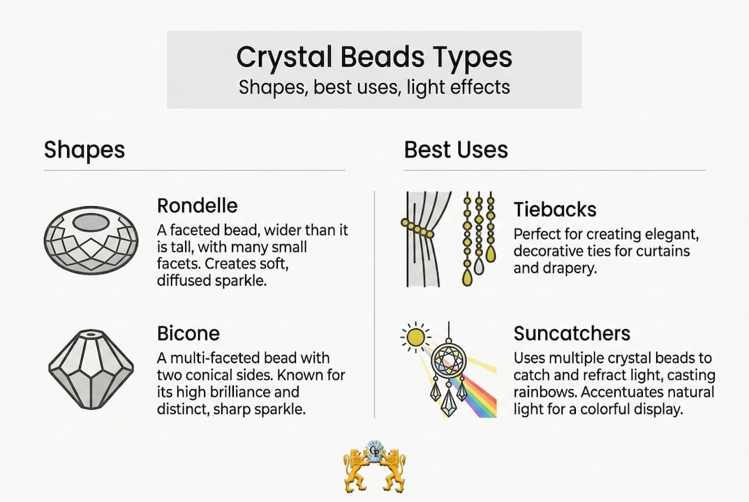 Infographic types uses of crystal beads