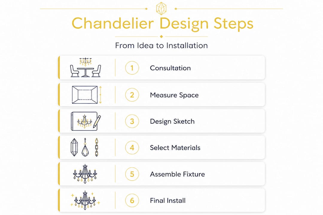 Infographic of custom chandelier creation steps