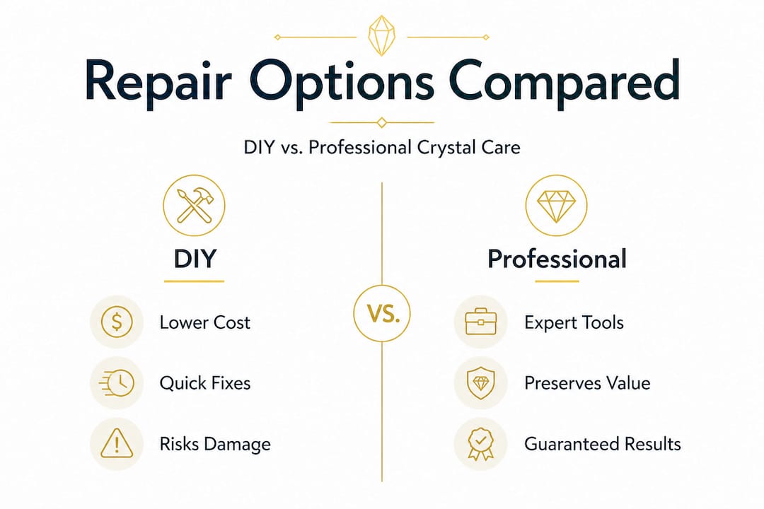 Infographic comparing DIY and professional crystal repair