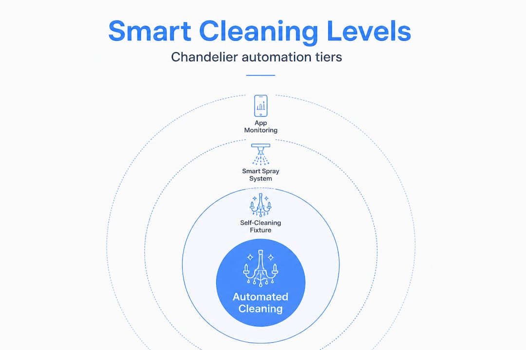 Infographic showing chandelier cleaning tech hierarchy