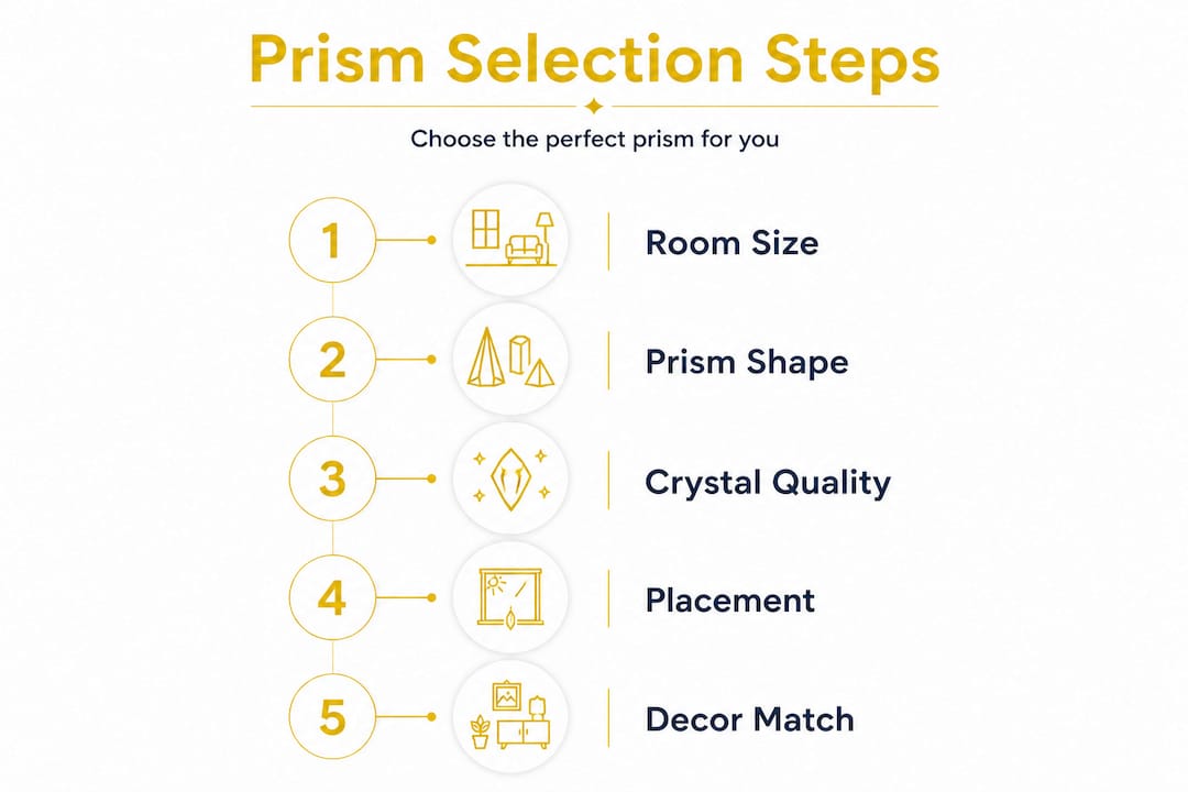Infographic showing steps for picking crystal prisms