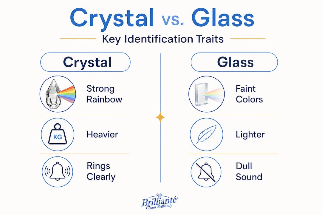 Infographic comparing crystal and glass properties