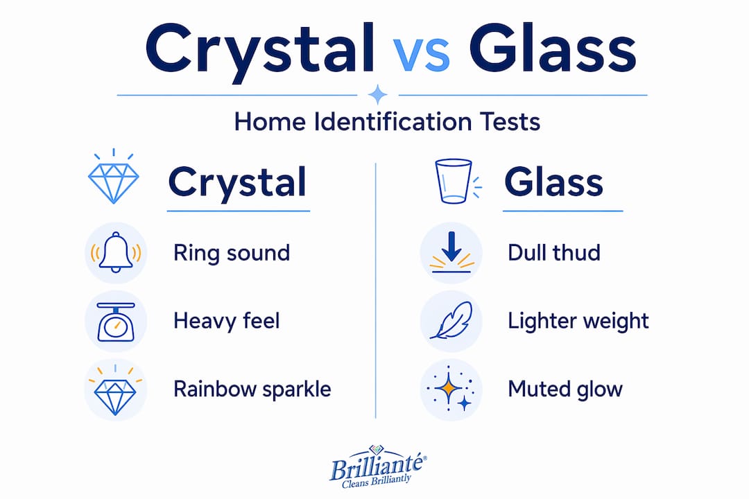 Crystal vs glass identification test infographic