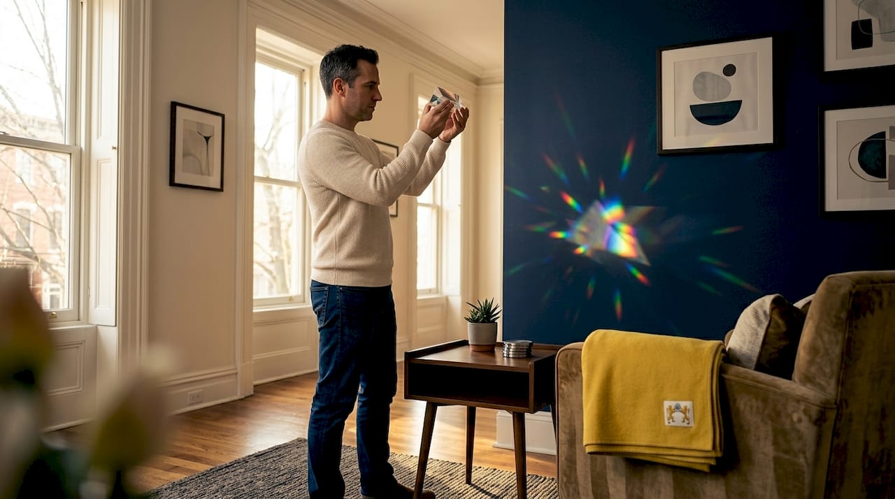 Homeowner positions prism for best rainbow