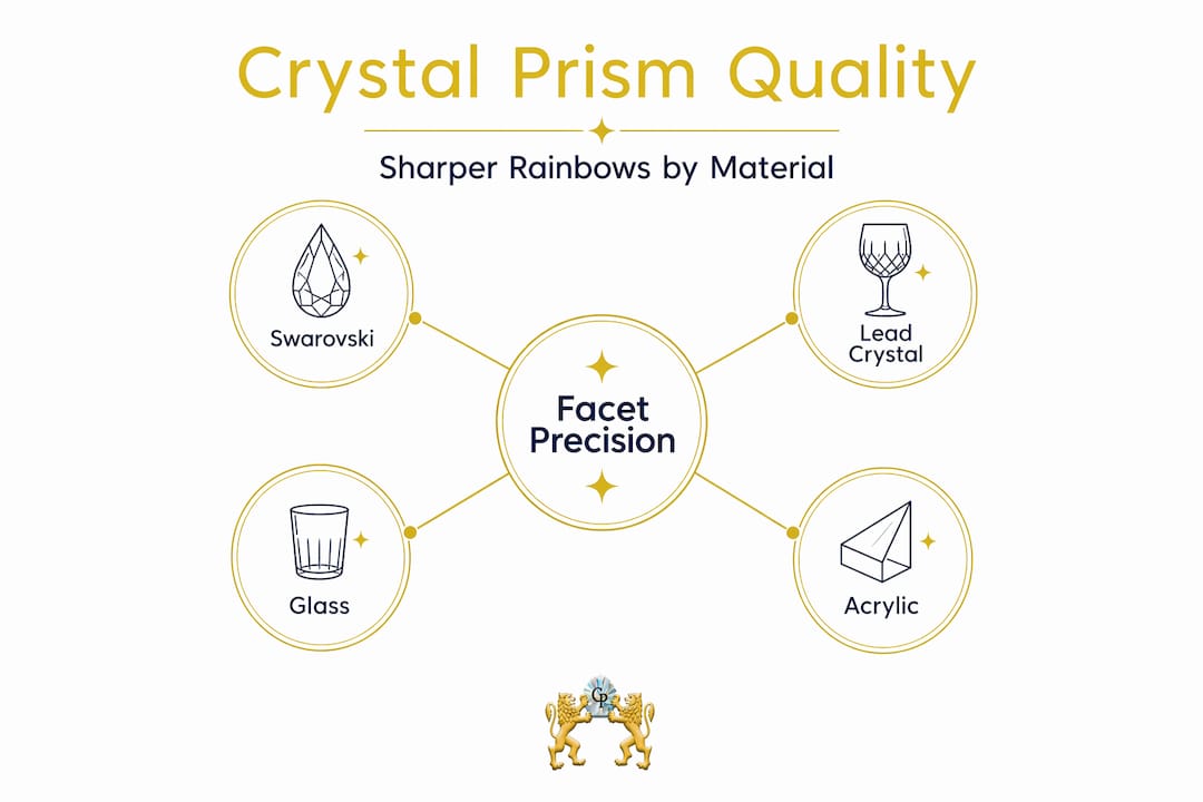Infographic showing prism types and rainbow sharpness