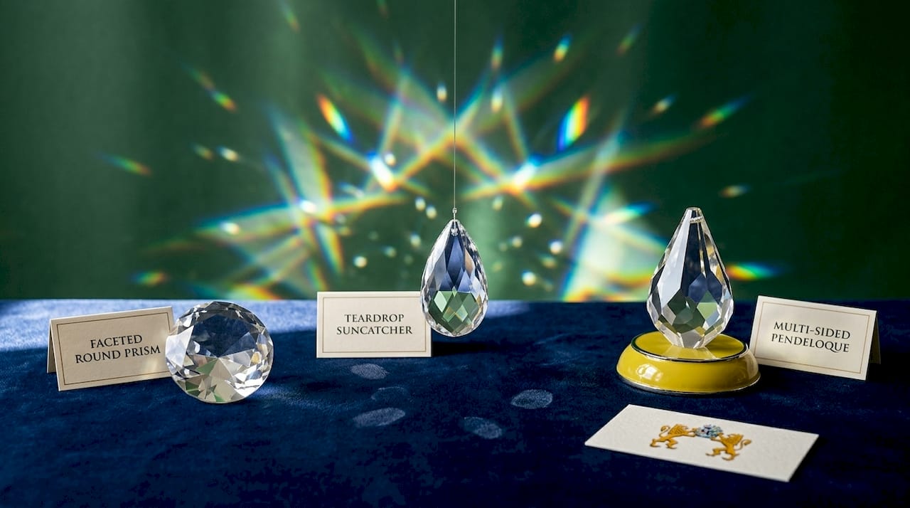 Crystal ornaments types side by side