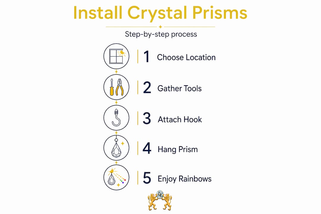 Infographic showing crystal prism installation steps