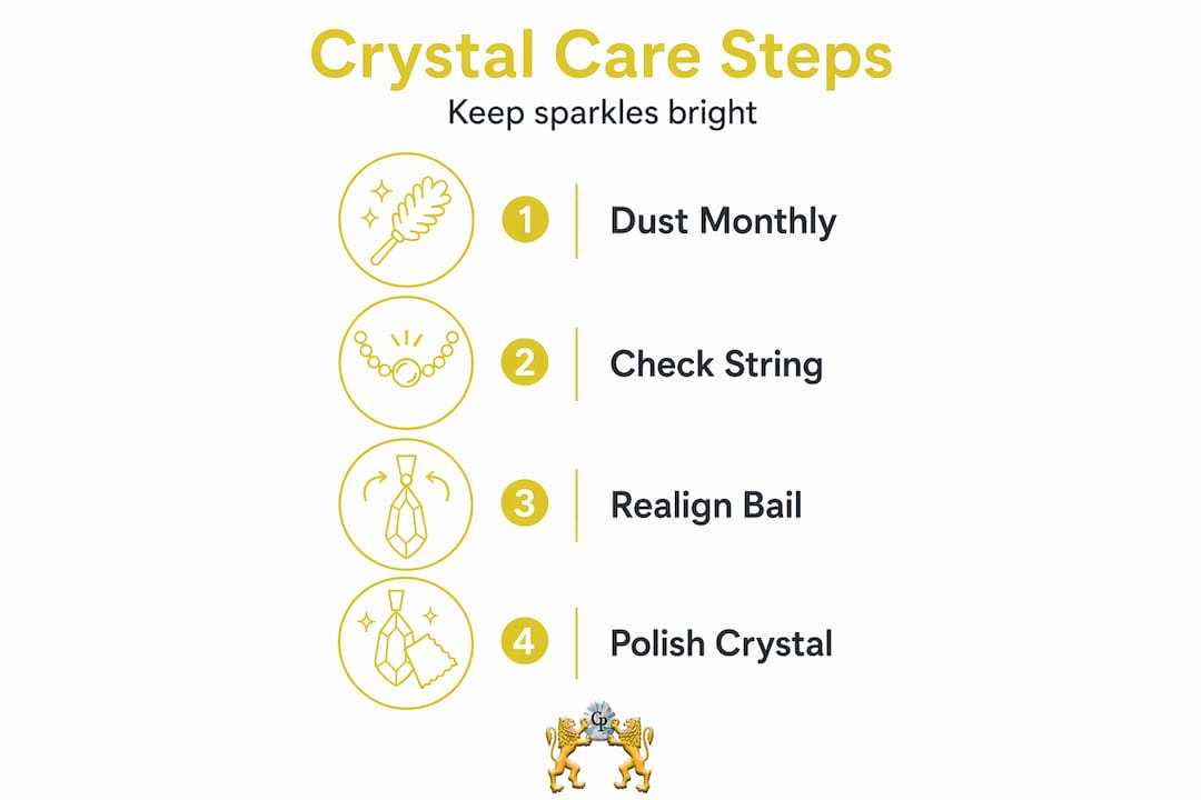 Infographic showing crystal maintenance step sequence
