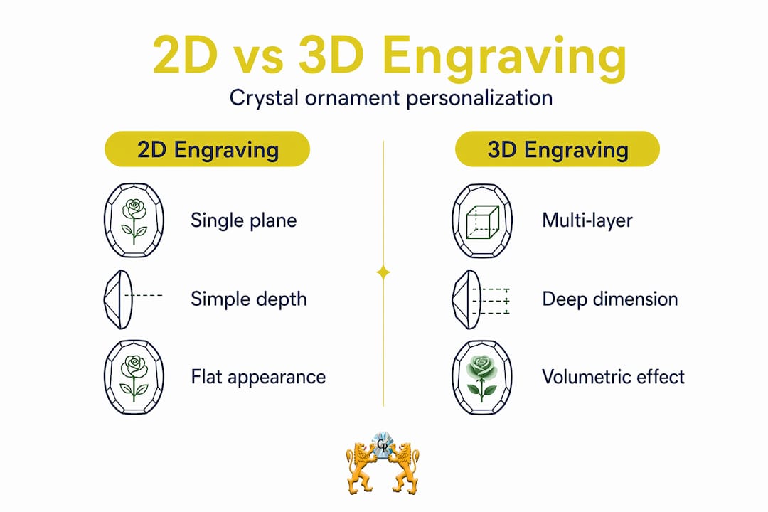 Infographic compares 2D and 3D crystal engraving