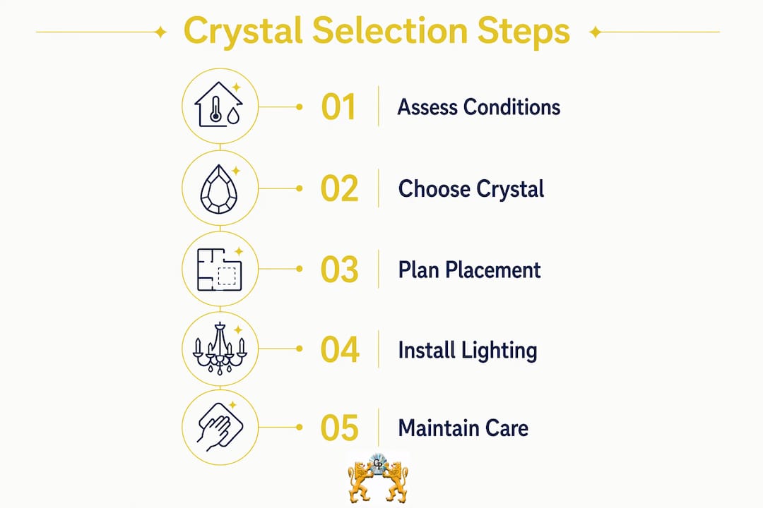 Infographic showing crystal selection steps