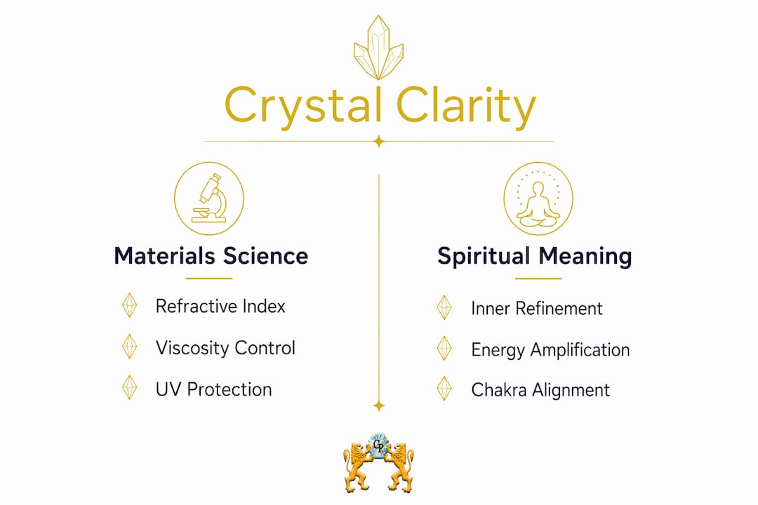 Infographic comparing crystal clarity in science and spirituality