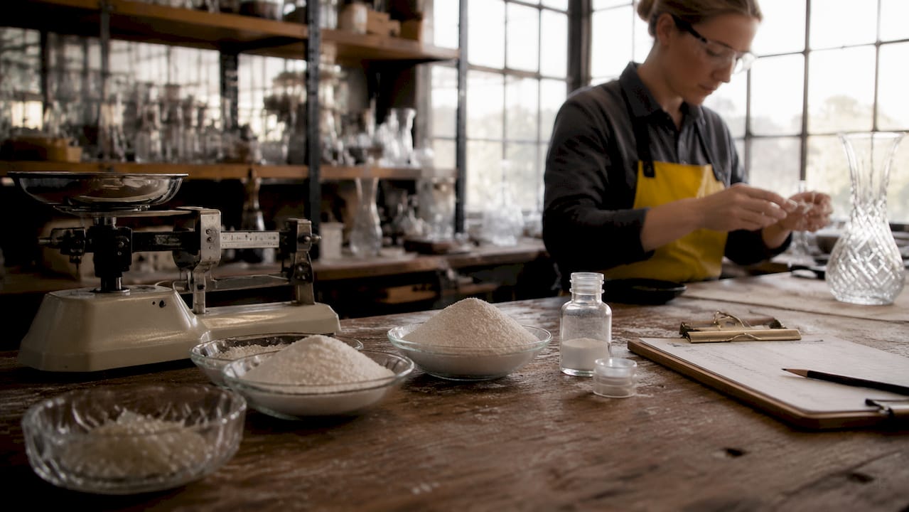 Laboratory materials for lead crystal composition