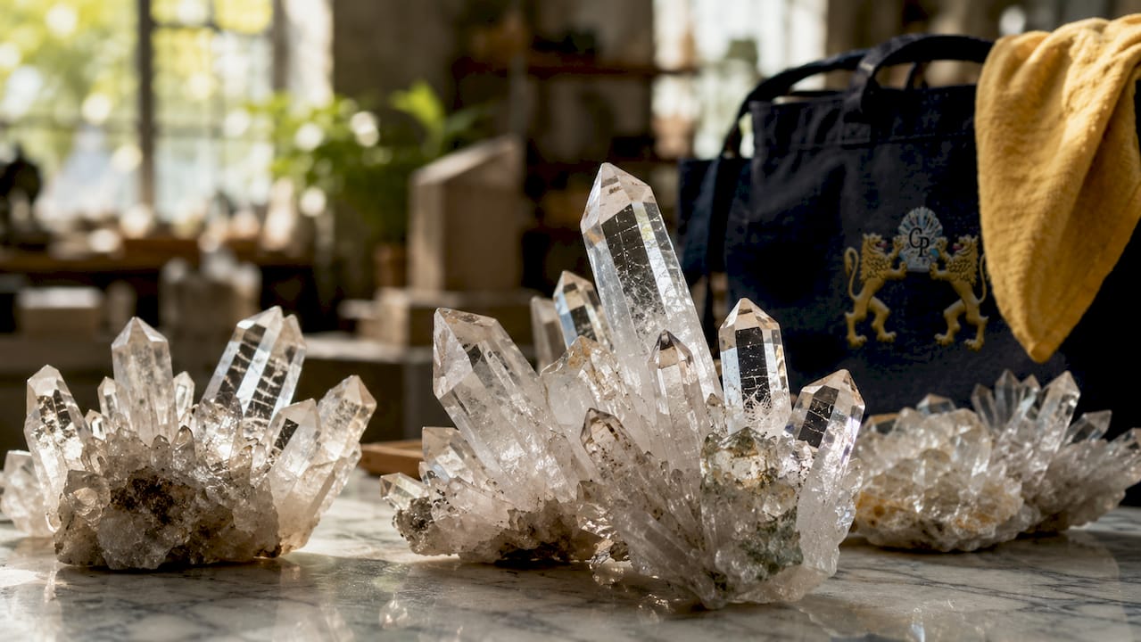 Close-up of quartz crystal formation