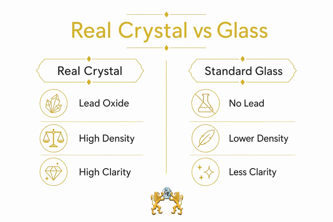 Infographic comparing real crystal and standard glass