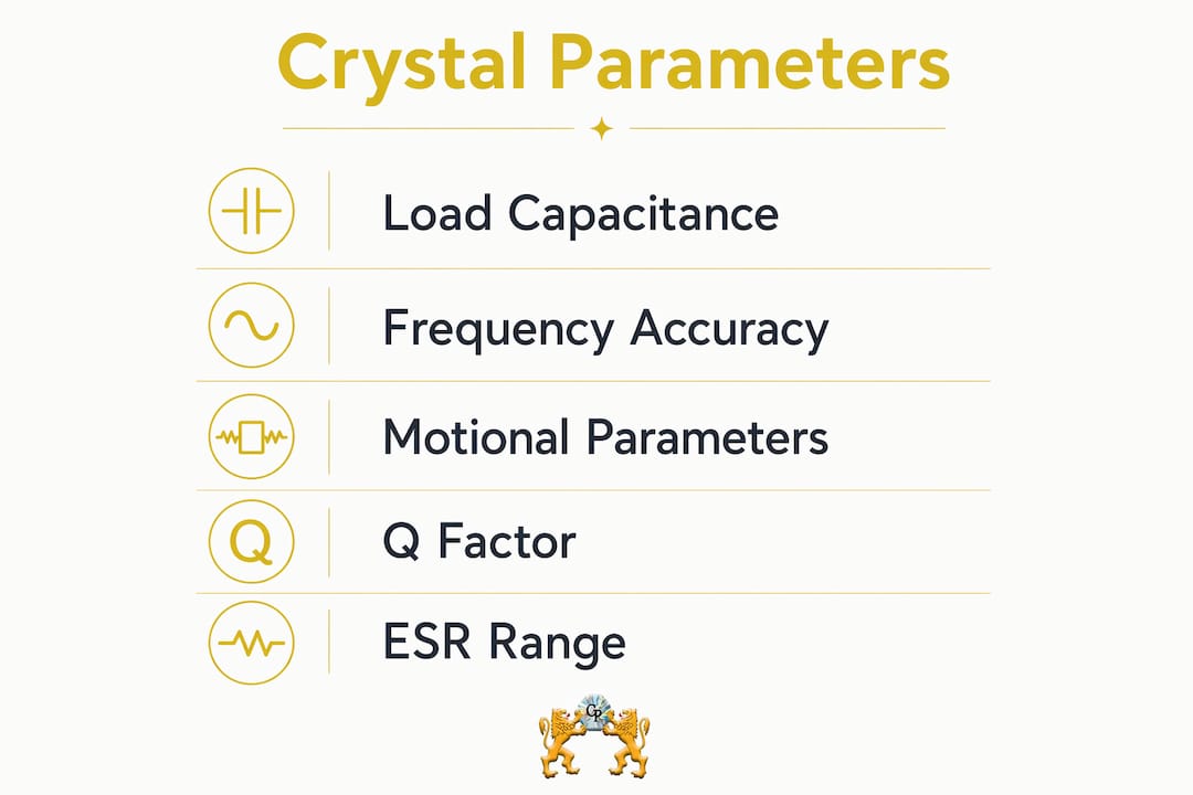 Infographic showing key crystal component parameters