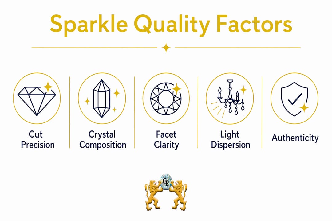 Infographic illustrating factors impacting chandelier sparkle quality