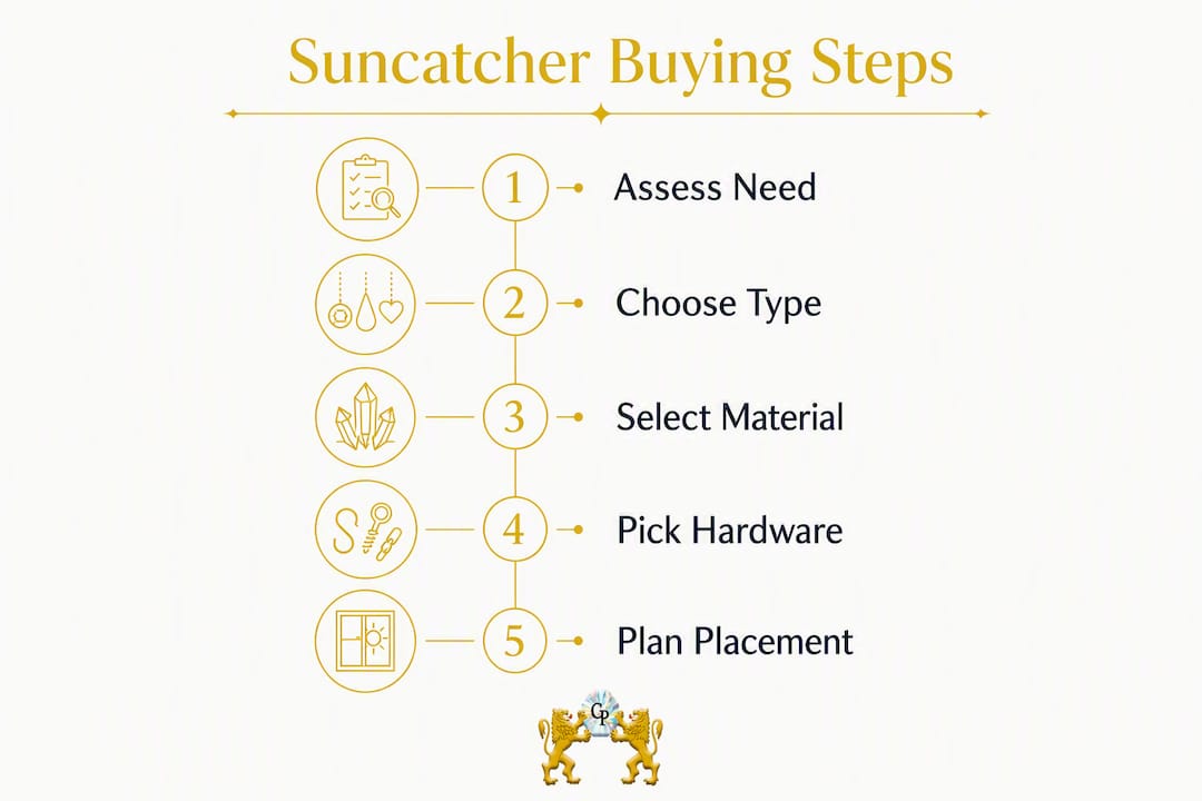 Infographic showing steps to buy suncatchers