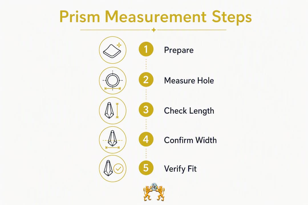Infographic outlining steps to measure chandelier prism