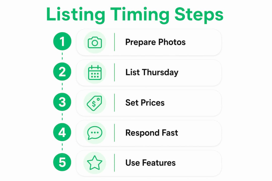 Infographic outlining steps for effective listing timing