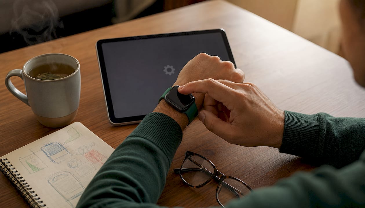 User reviewing notification settings on tablet
