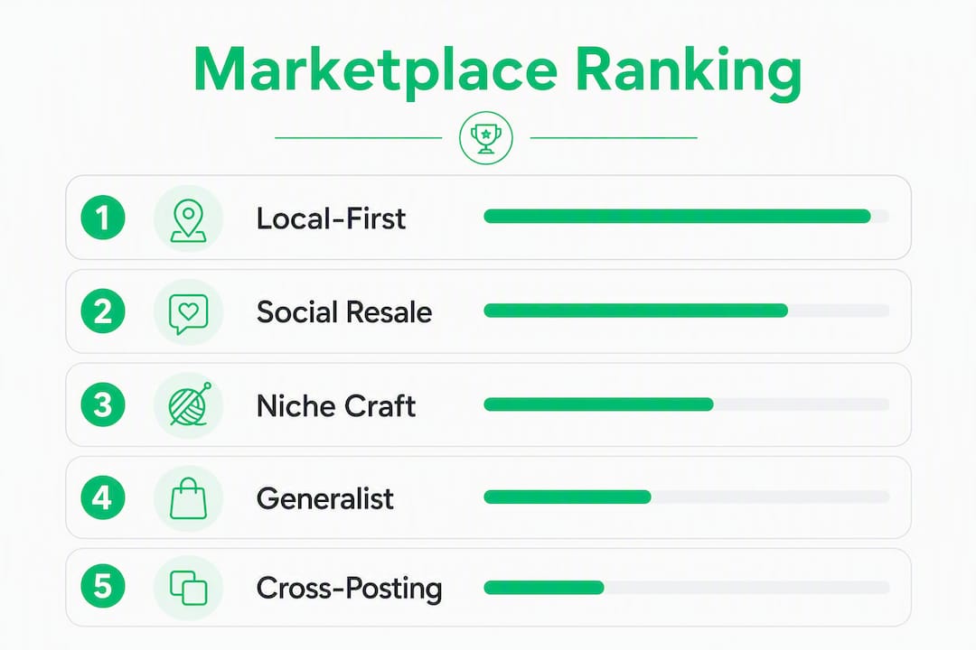 Infographic showing ranked marketplace types for local selling