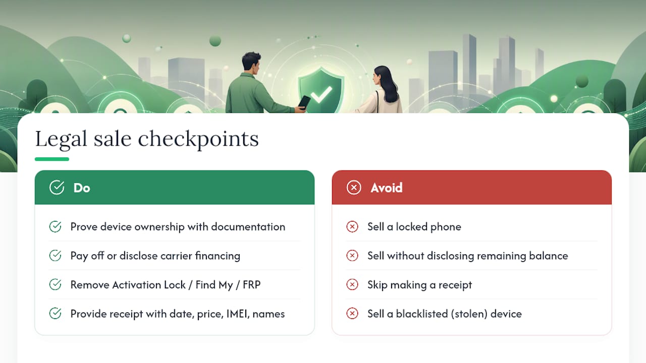 Legal checkpoints for selling a phone