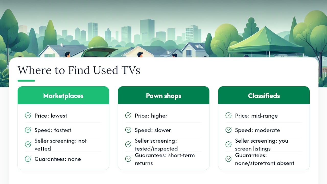 Comparison of local used TV buying sources