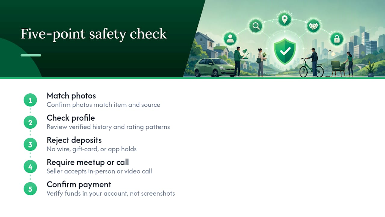 Five-point checklist for avoiding marketplace scams