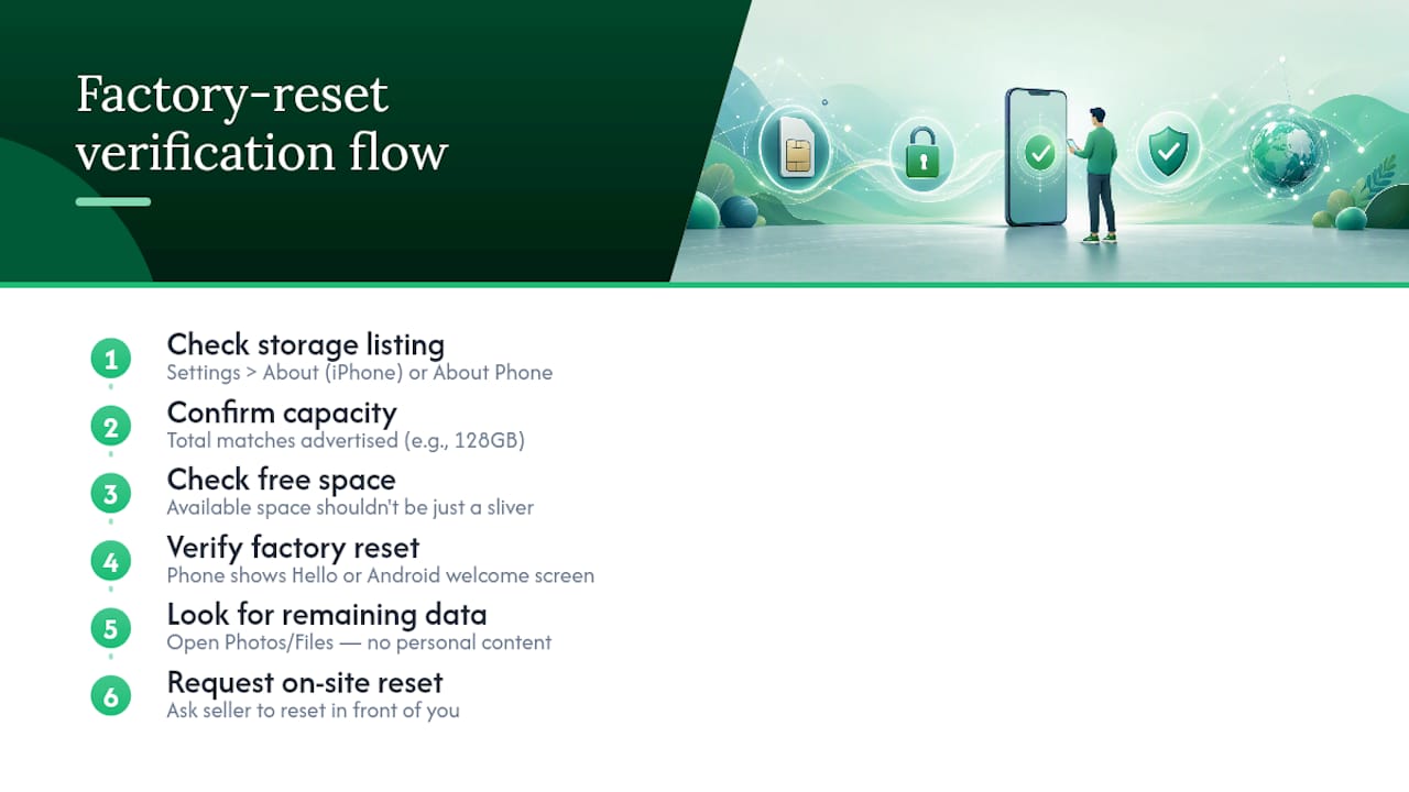 Factory reset and storage verification flow