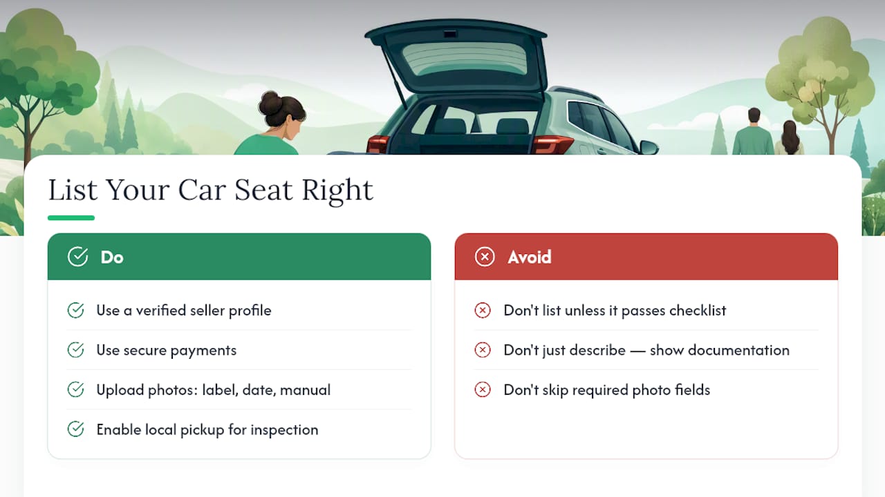 List Your Car Seat the Right Way on Marketplaceapp — overview diagram